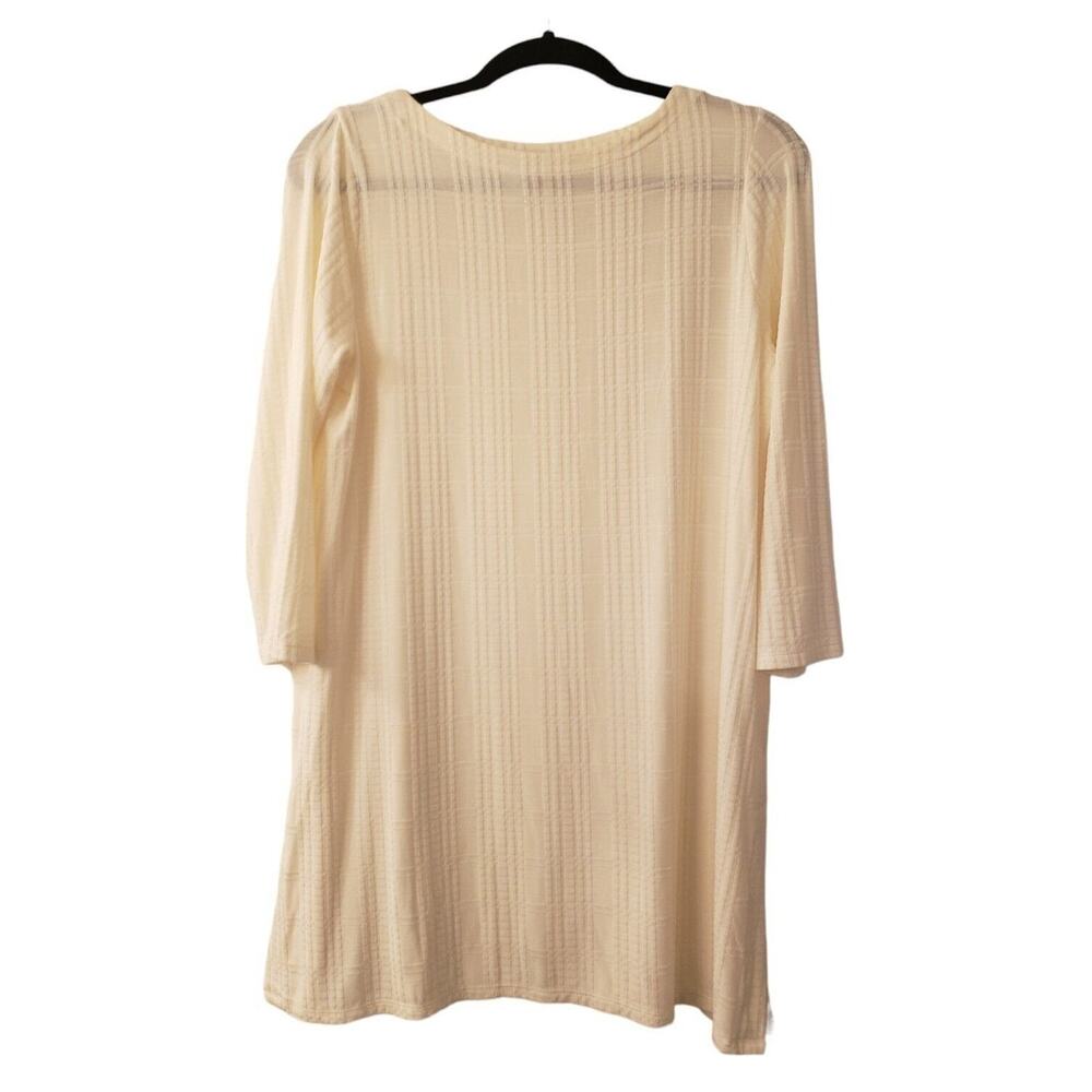 J Jill Tunic Top Wearever Collection Ivory 3/4 Sleeves Textured Weave Small